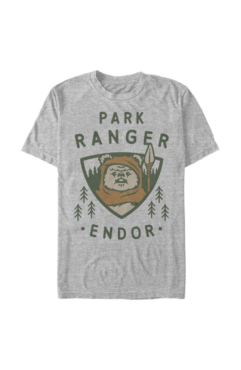 Star Wars Men's Star Wars Park Ranger Endor Ewok Badge  Graphic T-Shirt, Main, color, Athletic Heather