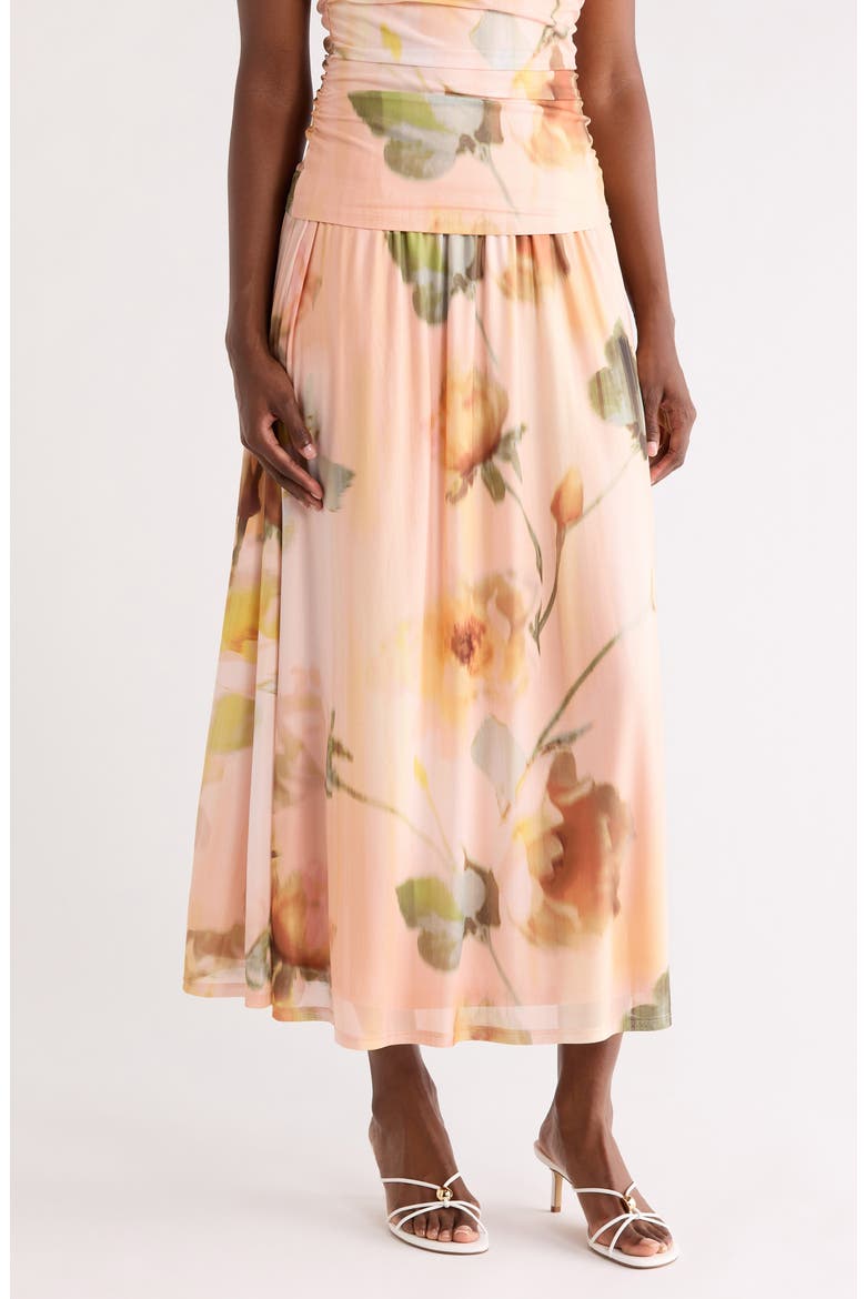 Floral Mesh Skirt, Main, color, LIGHT PEACH