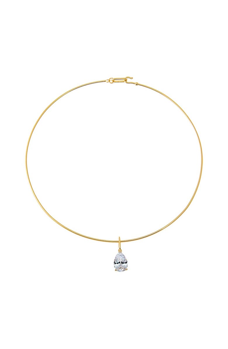 BY ADINA EDEN Colored CZ Pear Charm Solid Thin Wire Choker Necklace, Main, color, Gold