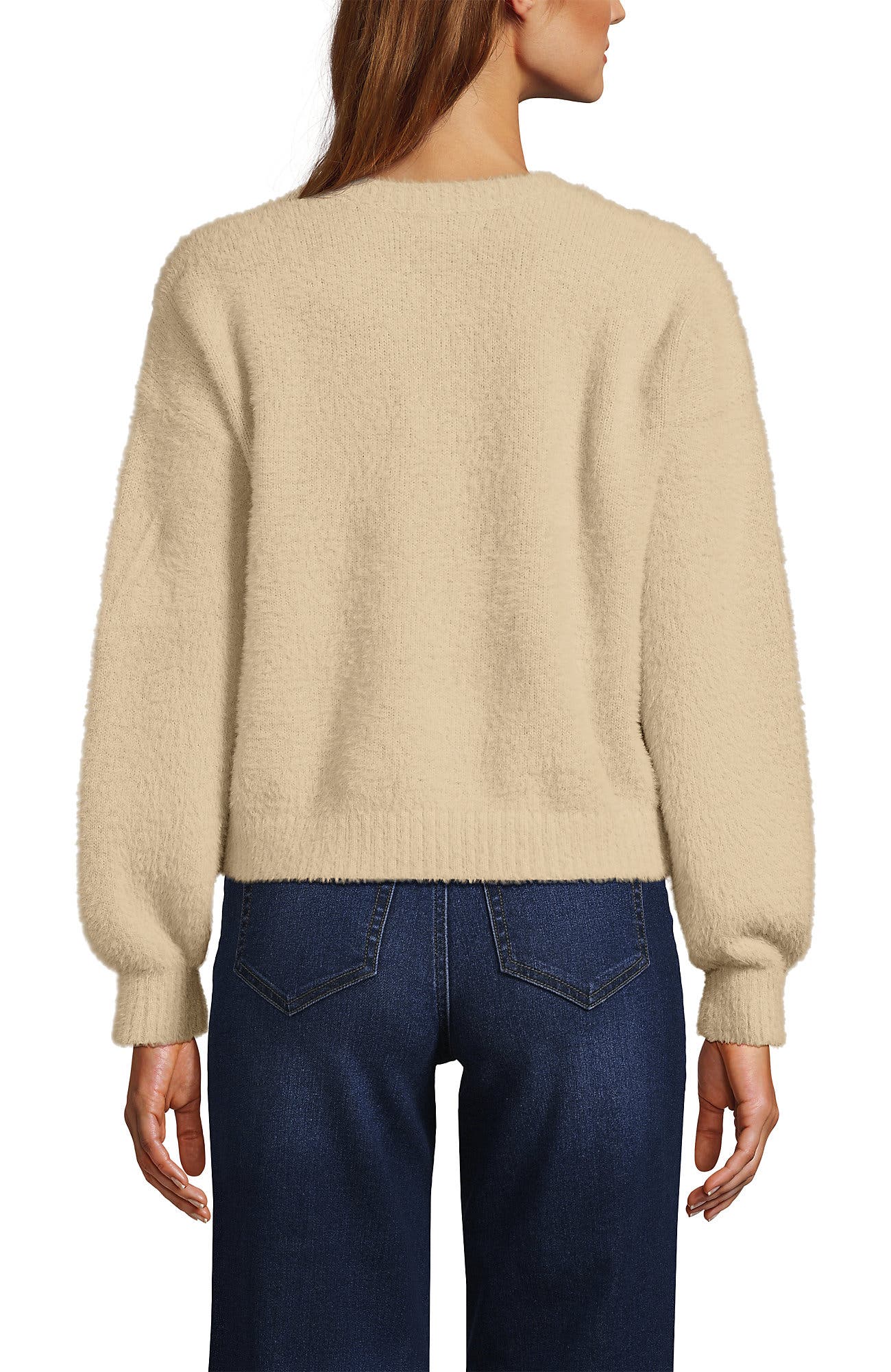 Fuzzy Eyelash Cable Cardigan Sweater - image 4