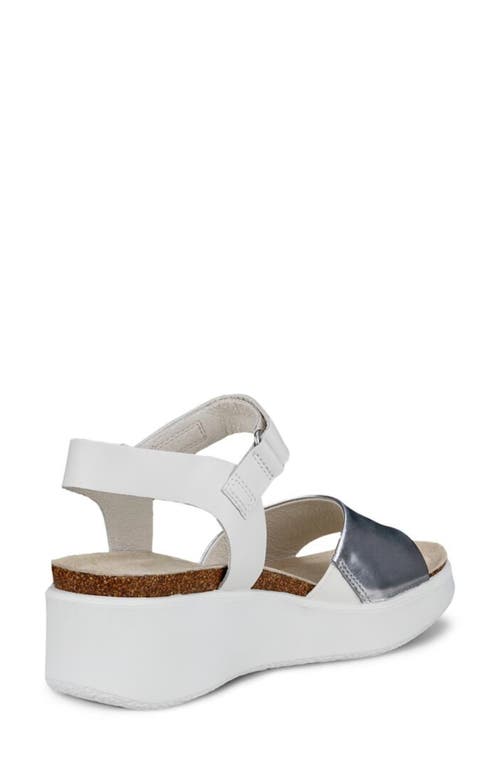 Ecco Corksphere™ Flowt Wedge Cork Sandal In Silver
