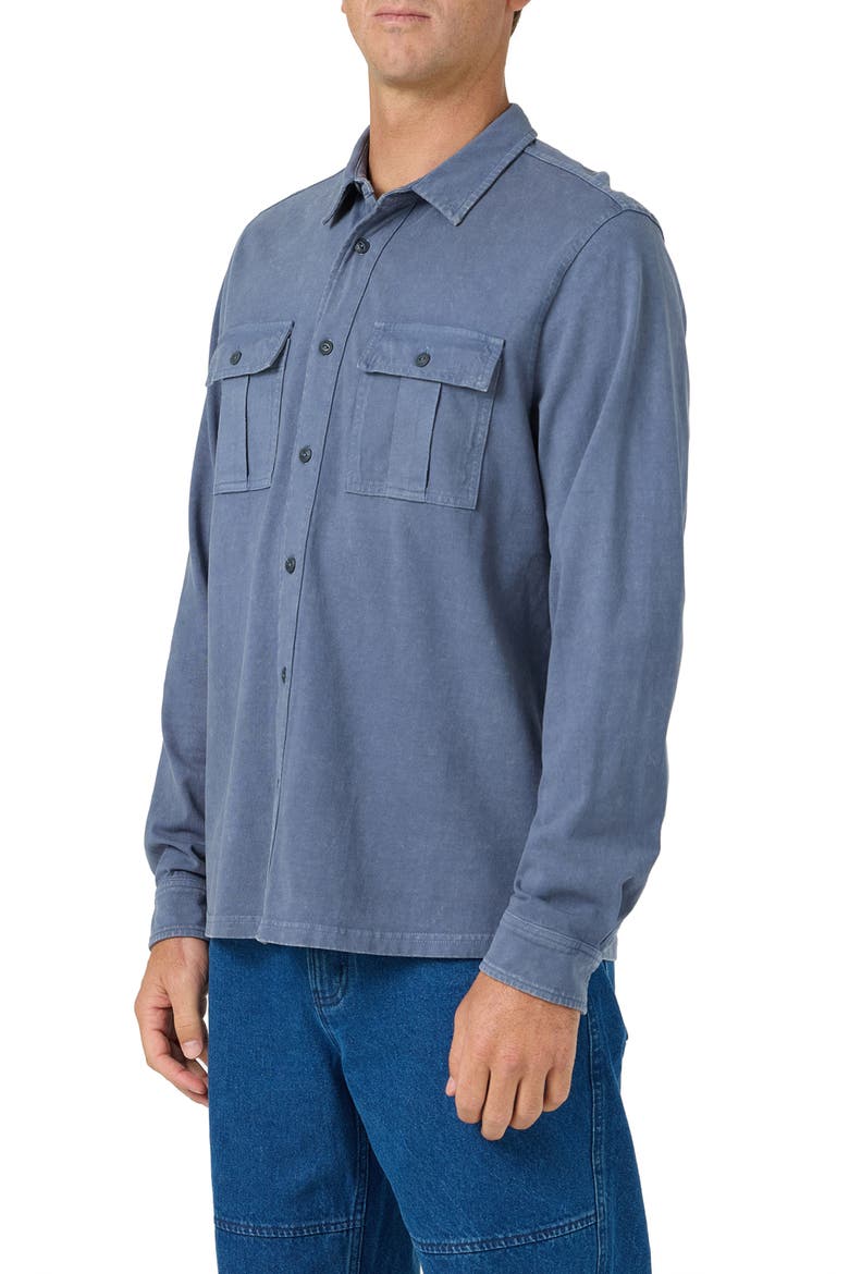 OG Long Sleeve Cotton Button Front Shirt, Alternate, color, BLUE