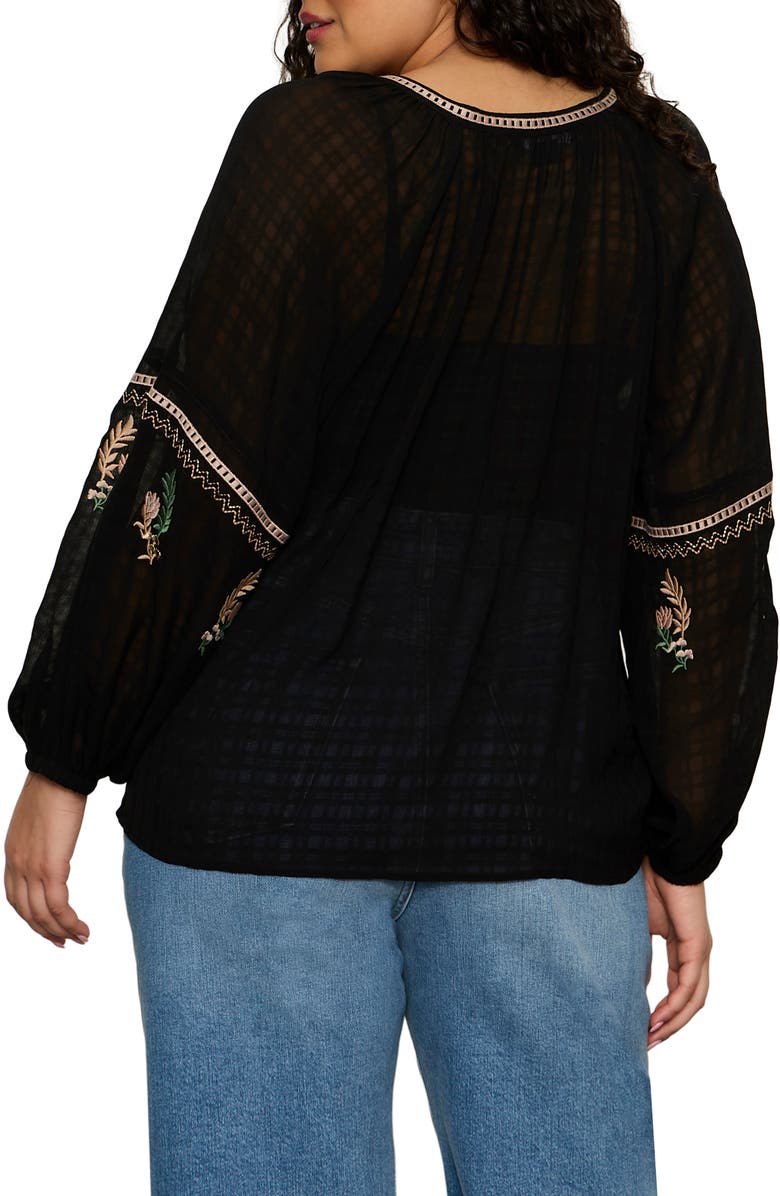 Sanctuary Raye Embroidered Top, Alternate, color, Black