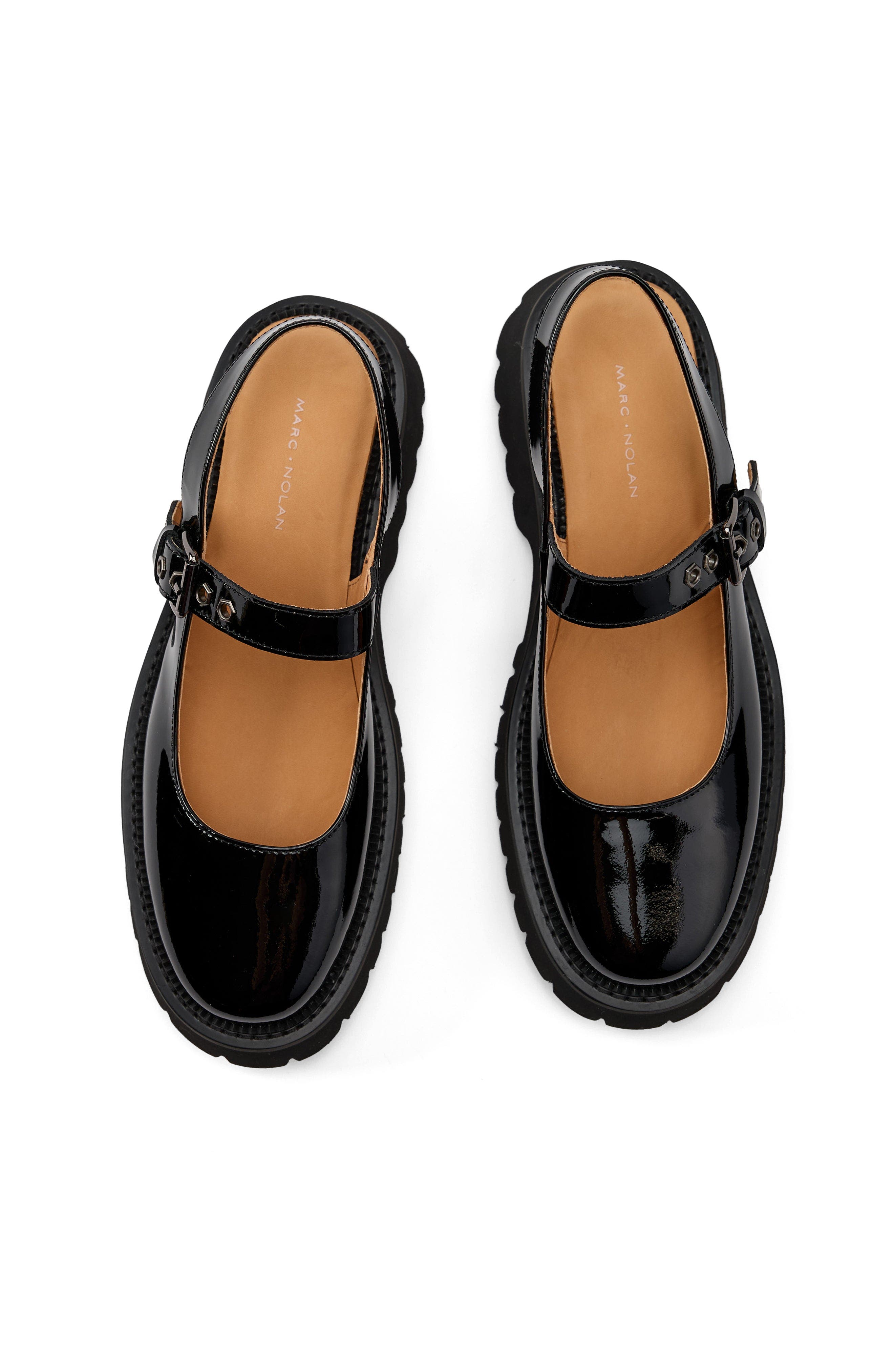 MARC NOLAN Luna Leather Mary Jane Lug Slingbacks, Alternate, color, Black