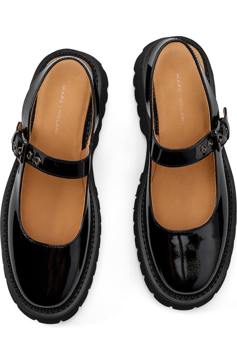 MARC NOLAN Luna Leather Mary Jane Lug Slingbacks, Alternate, color, Black