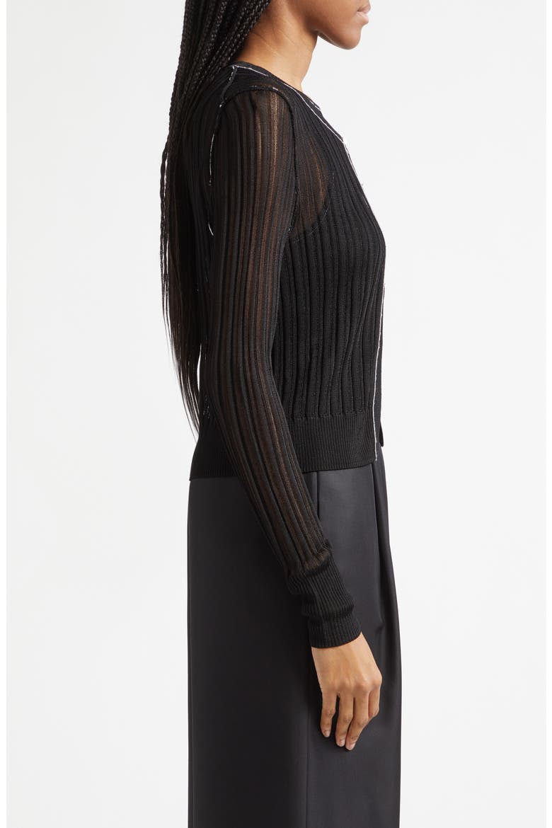 Crosby Ribbed Button Front Crop Cardigan, Alternate, color, JET/ OPTIC