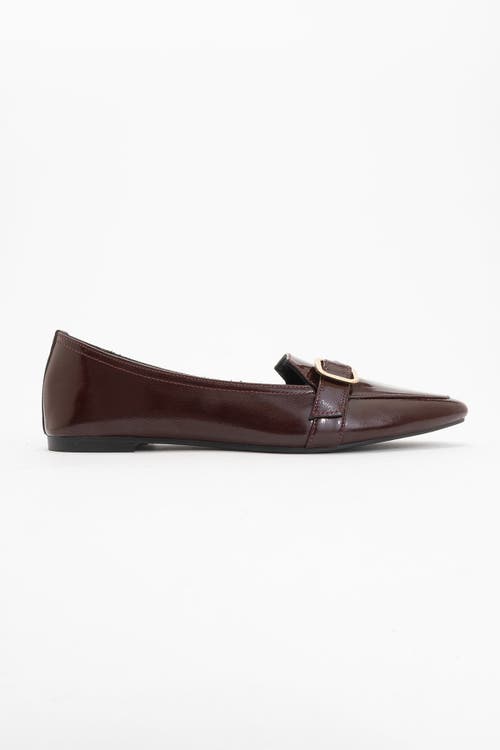 Forever & Always Shoes Zarina Pointed Toe Leather Flats In Burgundy Brown Leather