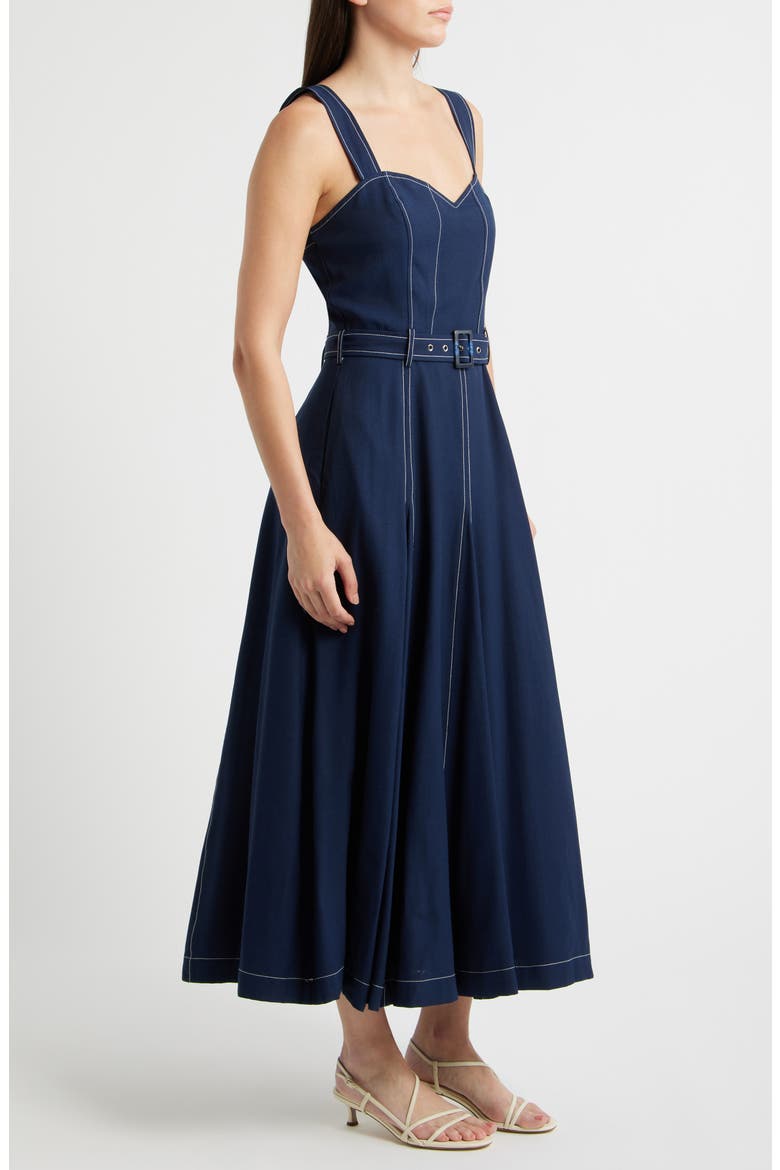 Ariena Belted Maxi Dress, Alternate, color, NAVY