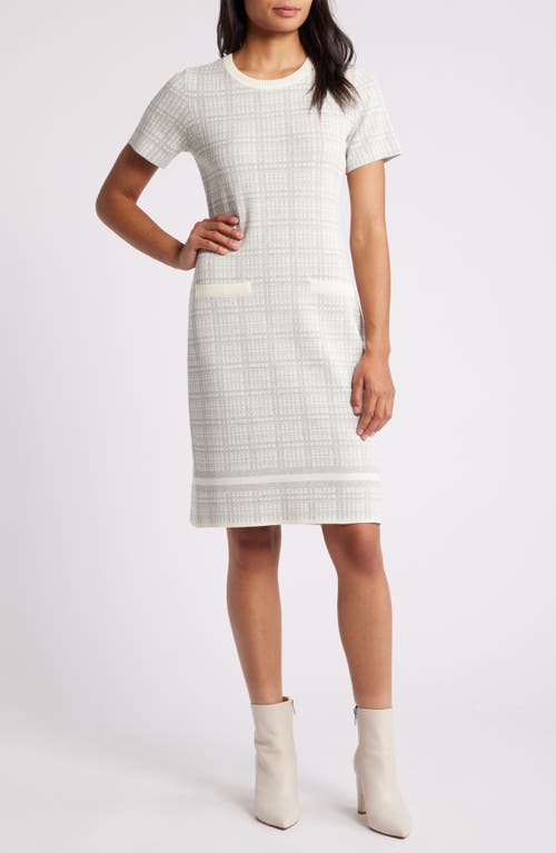 Julia Jordan Short Sleeve Sweater Dress in Ivory Grey 