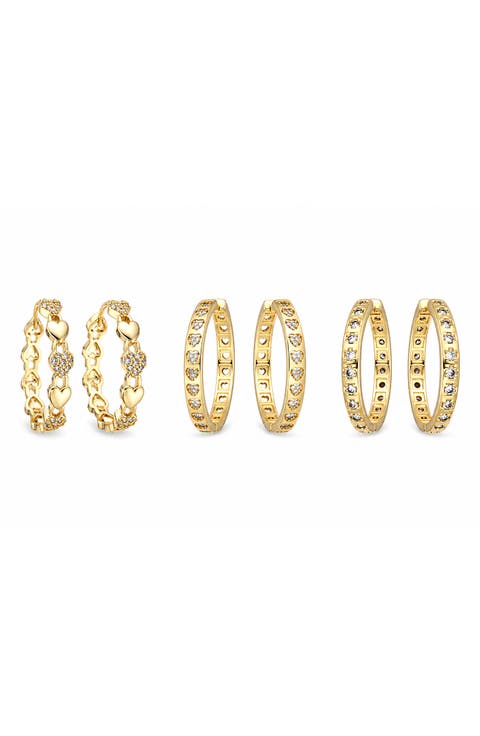 Anya Set of 3 Cubic Zirconia Huggie Hoop Earrings