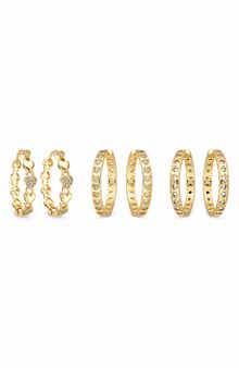 Anya Set of 3 Cubic Zirconia Huggie Hoop Earrings