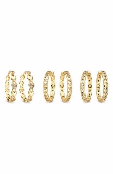Anya Set of 3 Cubic Zirconia Huggie Hoop Earrings