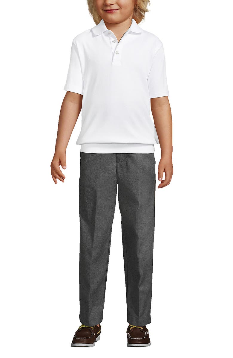 Lands' End School Uniform Big Kids Short Sleeve Banded Bottom Polo Shirt, Alternate, color, White