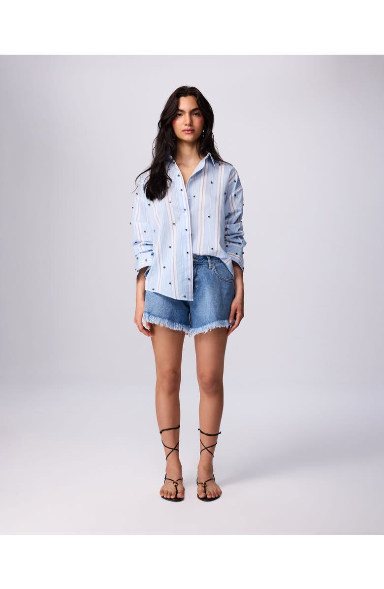 THEO The Label Echo Pearly Shirt, Main, color, Astral/ Multi