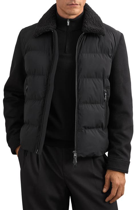 Maximus Mixed Media Quilted Puffer Jacket