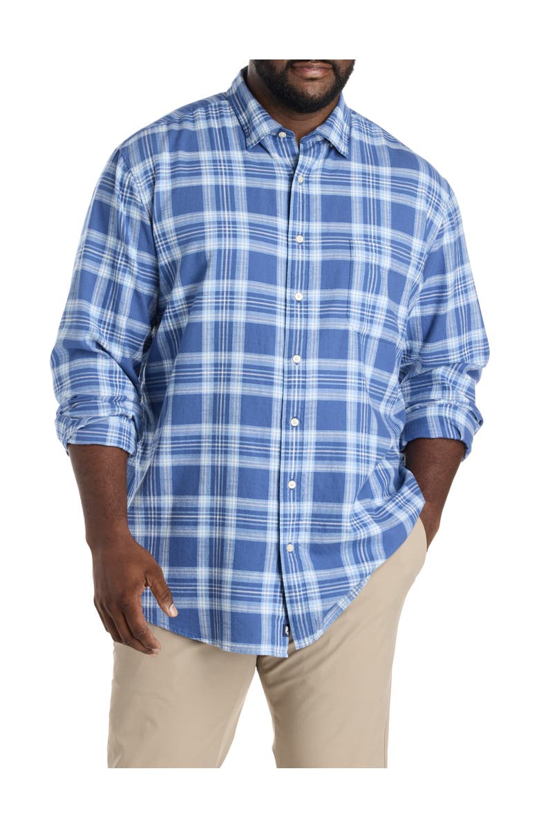 vineyard vines Big & Tall Miacomet Plaid Island Sport Shirt, Main, color, Moonshine
