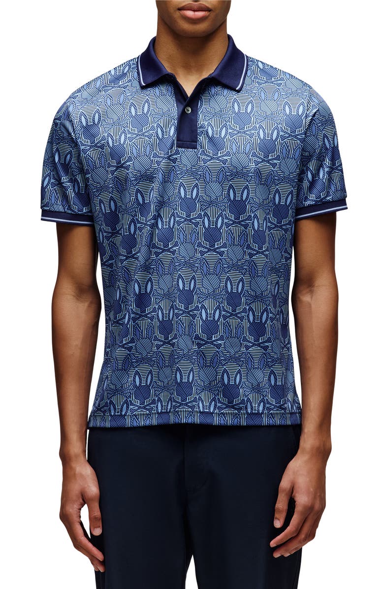 Psycho Bunny Reeves Bunny Print Sport Polo, Main, color, Evening Blue