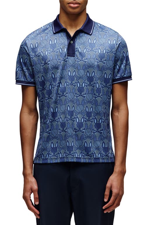 Psycho Bunny Reeves Bunny Print Sport Polo In Blue