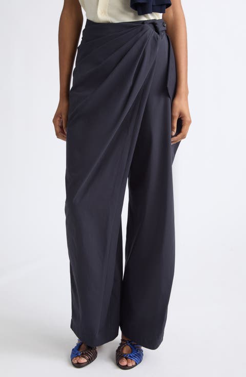 Fold Over Twist Wide Leg Trousers