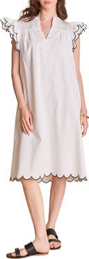 English Factory Scallop Hem Midi Dress