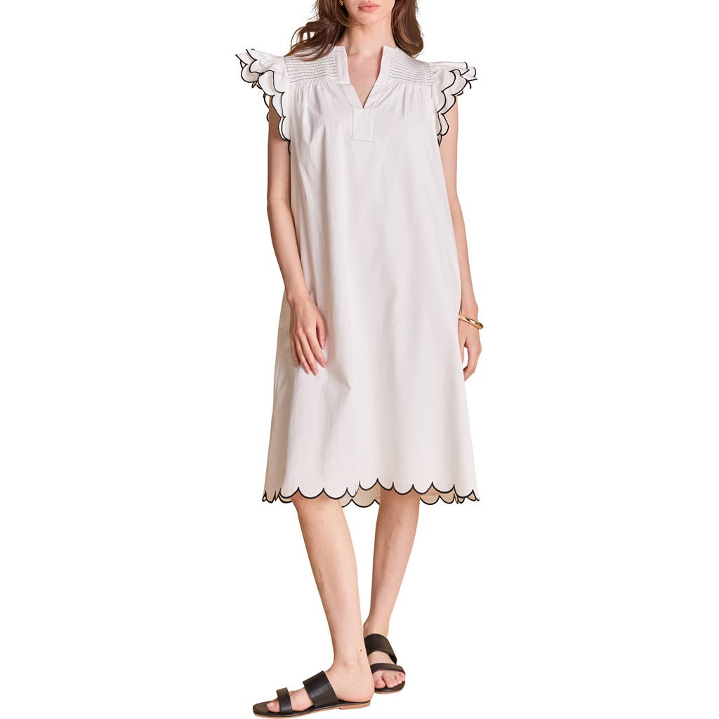 ENGLISH FACTORY ENGLISH FACTORY SCALLOP HEM MIDI DRESS