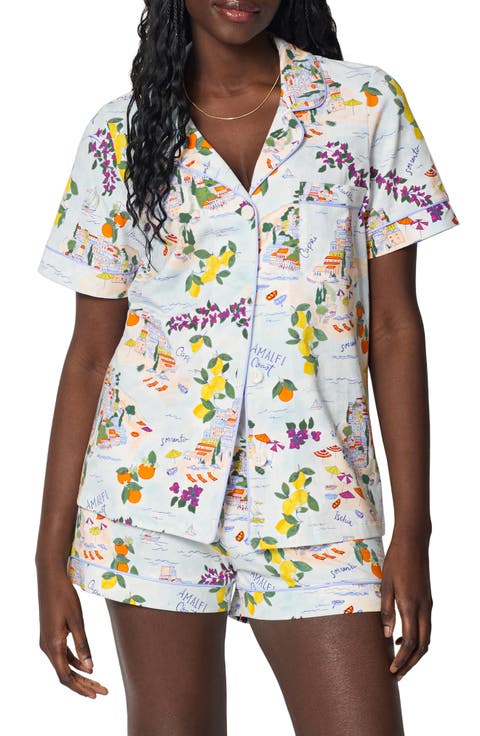 Print Stretch Organic Cotton Short Pajamas (Regular & Plus)