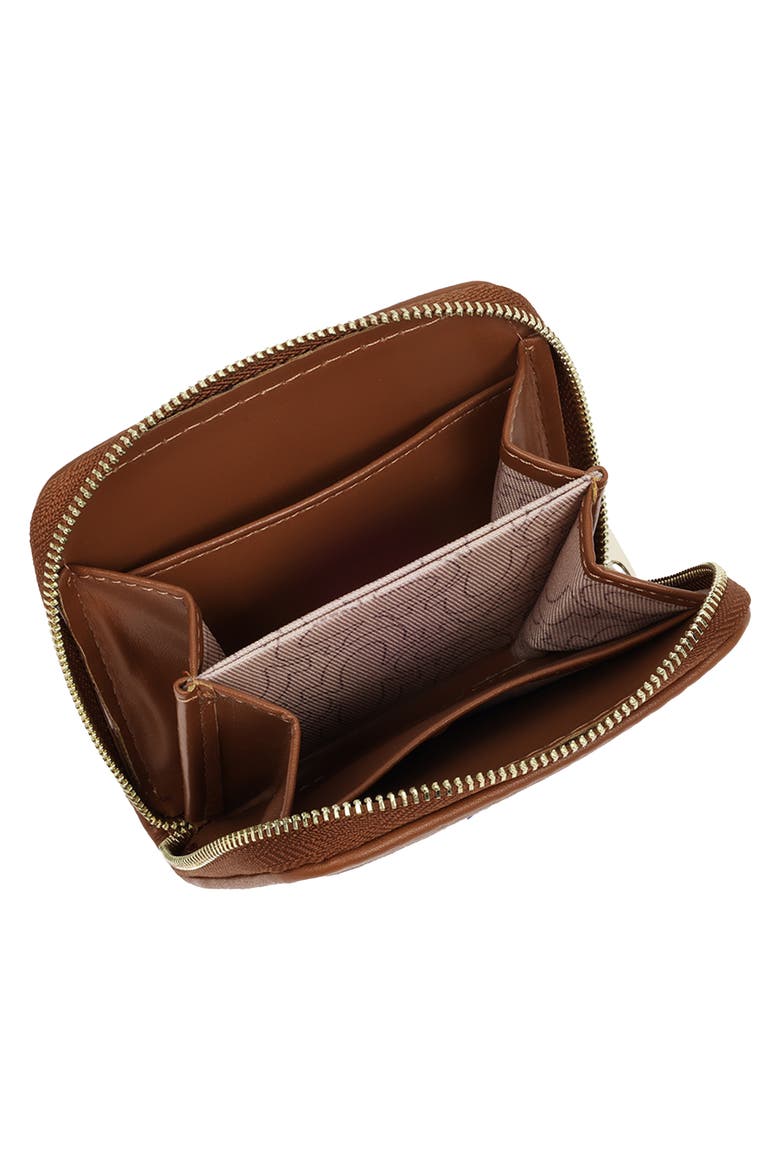 Small Frayed Thin Stripe Wallet, Alternate, color, COGNAC