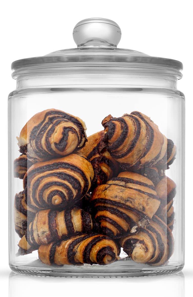 JoyJolt Round Glass Cookie Jar, Alternate, color, Clear