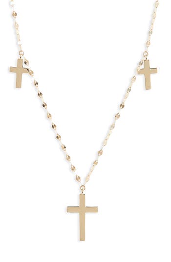 Lana Bond Triple Cross Charm Necklace In Gold