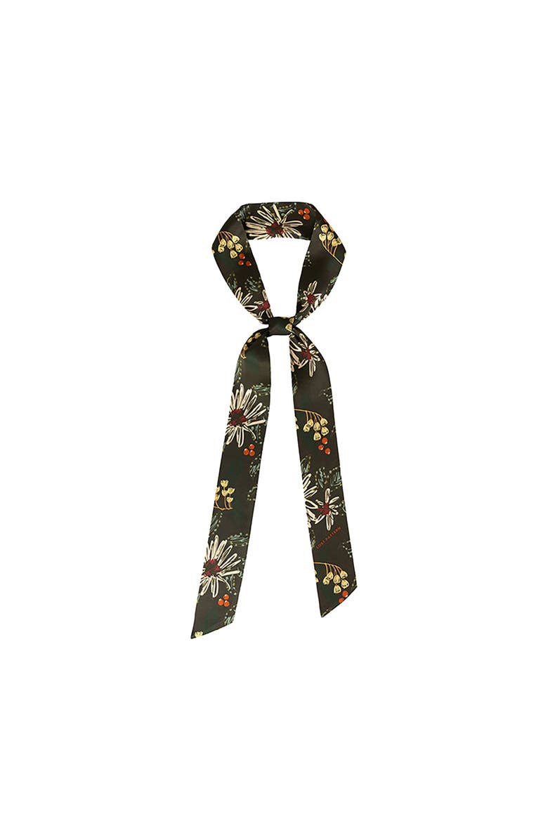 Lost Pattern "Forest Charm" Silk Skinny Scarf, Main, color, Moss Green
