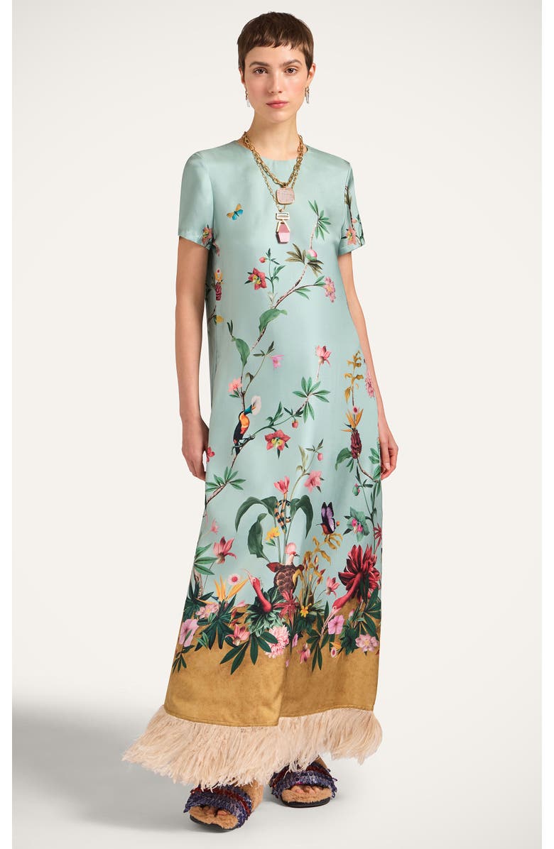 La DoubleJ Swing Dress With Feathers, Main, color, Zooflora Panel Light Blue