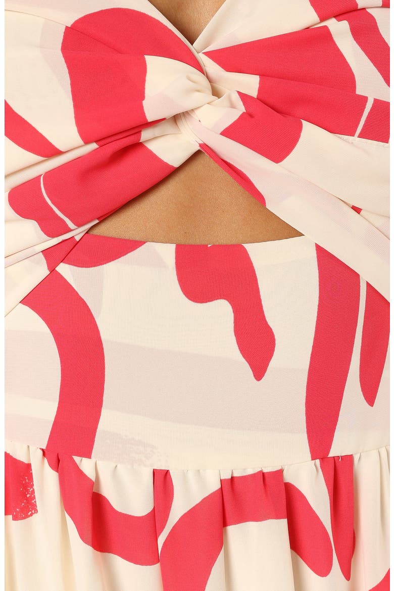 Sitara Print Cutout Strapless Dress, Alternate, color, WHITE RED