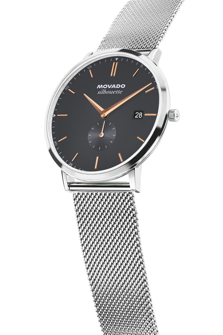 Heritage Silhouette Mesh Strap Watch, 40mm, Alternate, color, CHARCOAL