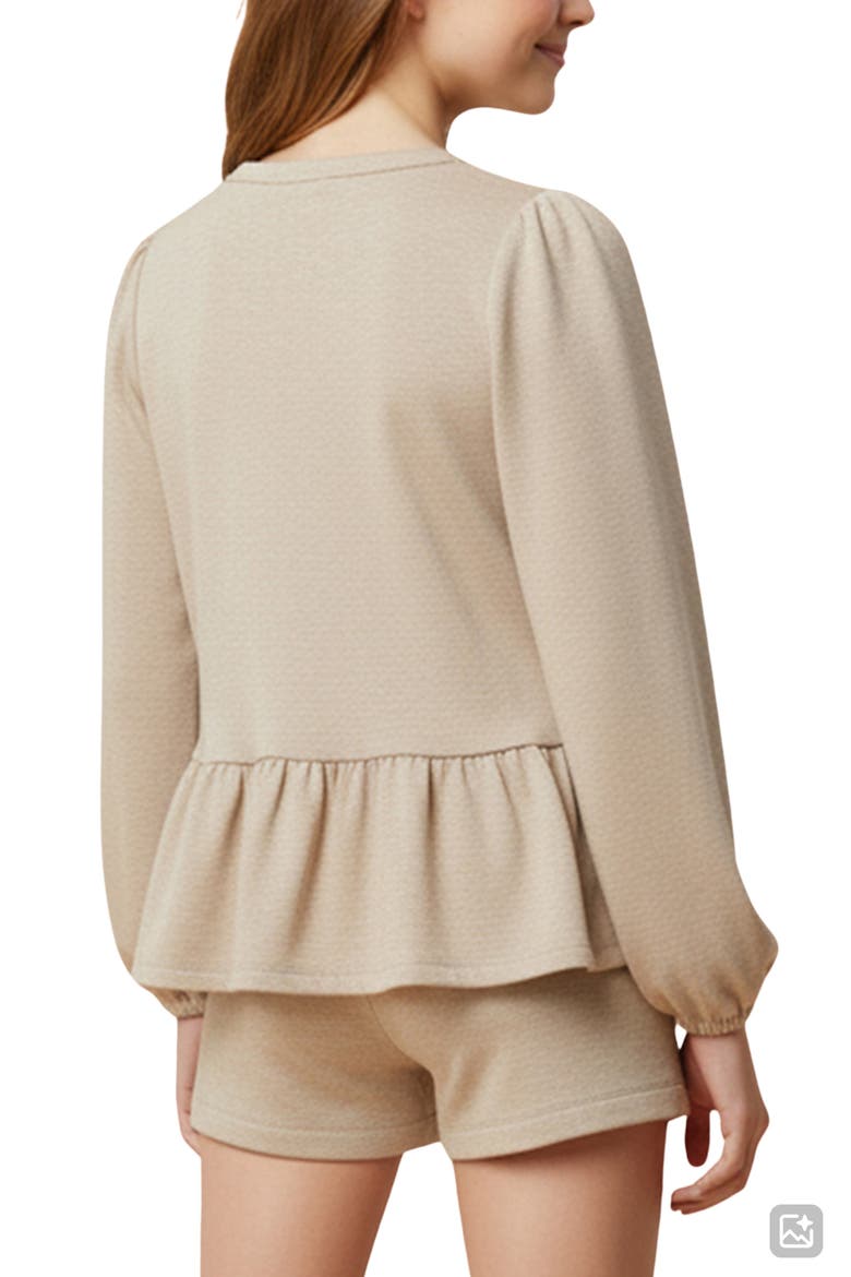 Bow Peplum Knit Top, Alternate, color, OATMEAL