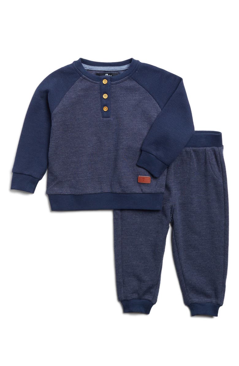 7 For All Mankind Soft Waffle Knit Henley & Joggers Set, Main, color, 