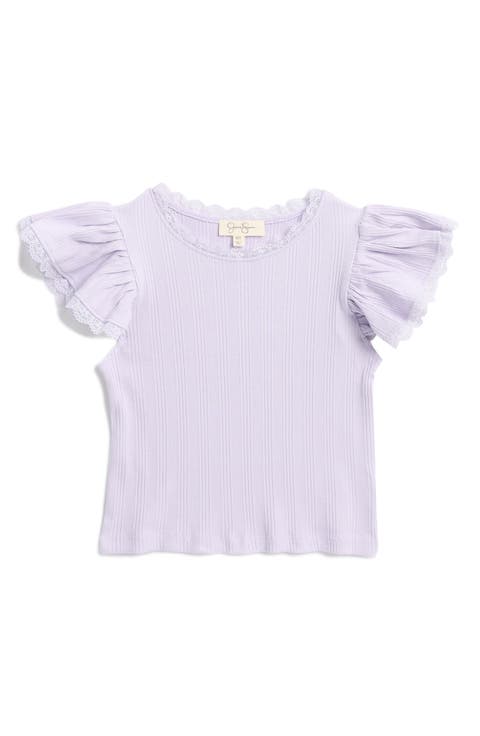 Kids' Flutter Sleeve Rib Knit Top (Big Kid)