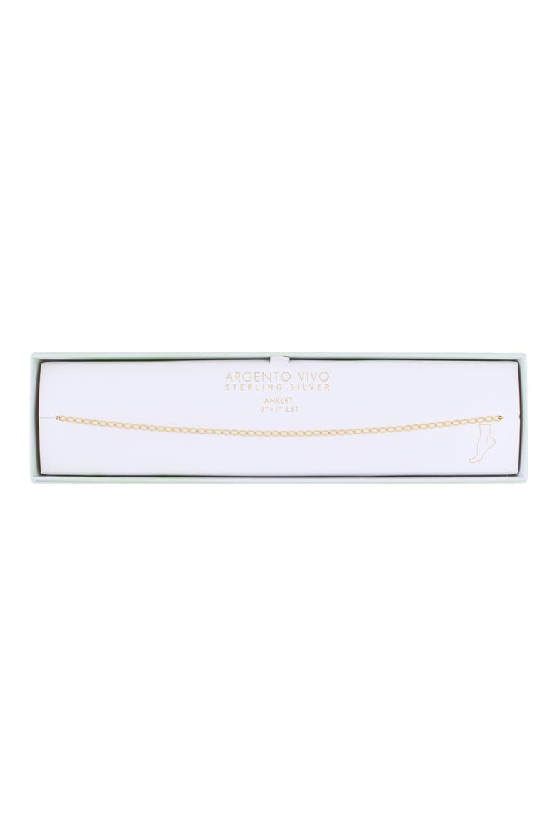 18K Gold Plated Sterling Silver Chain Anklet, Main, color, GOLD