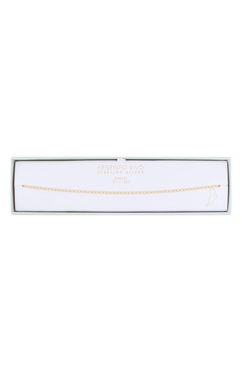 18K Gold Plated Sterling Silver Chain Anklet