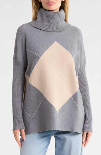 Detachable Cowl Exploded Argyle Sweater