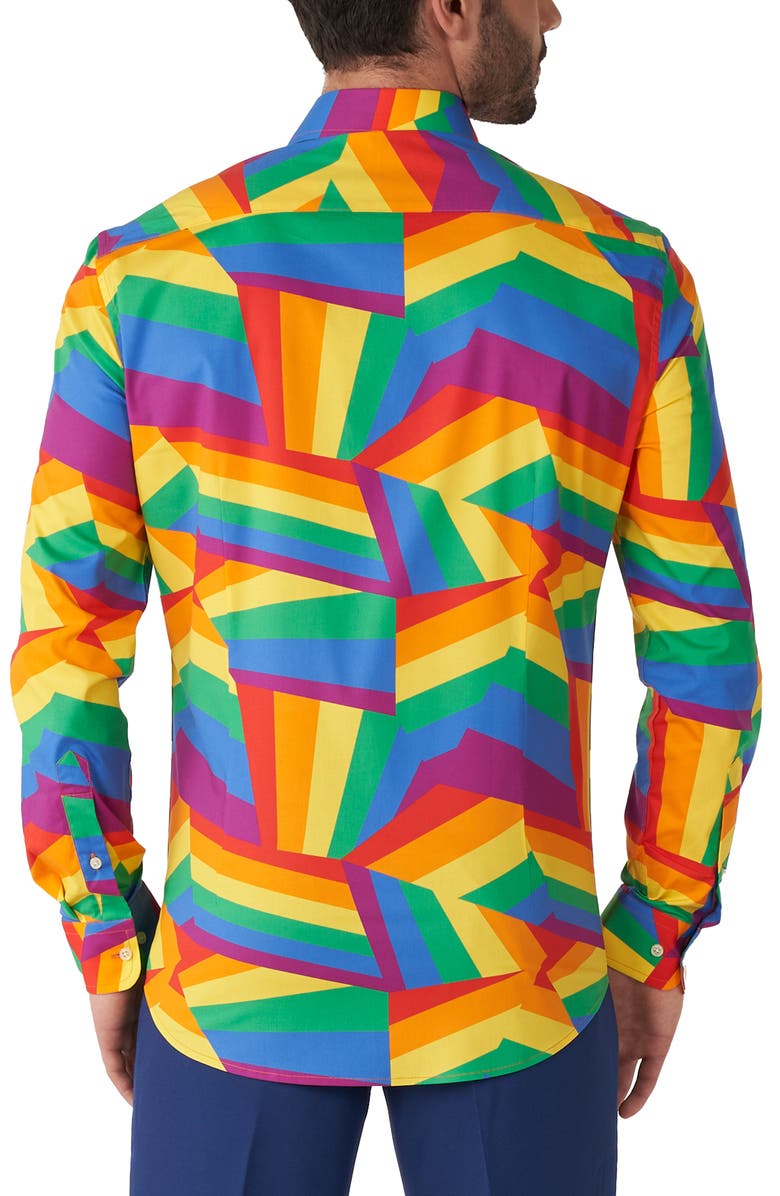 OppoSuits Zigzag Rainbow Stretch Button-Up Shirt, Alternate, color, Rainbow