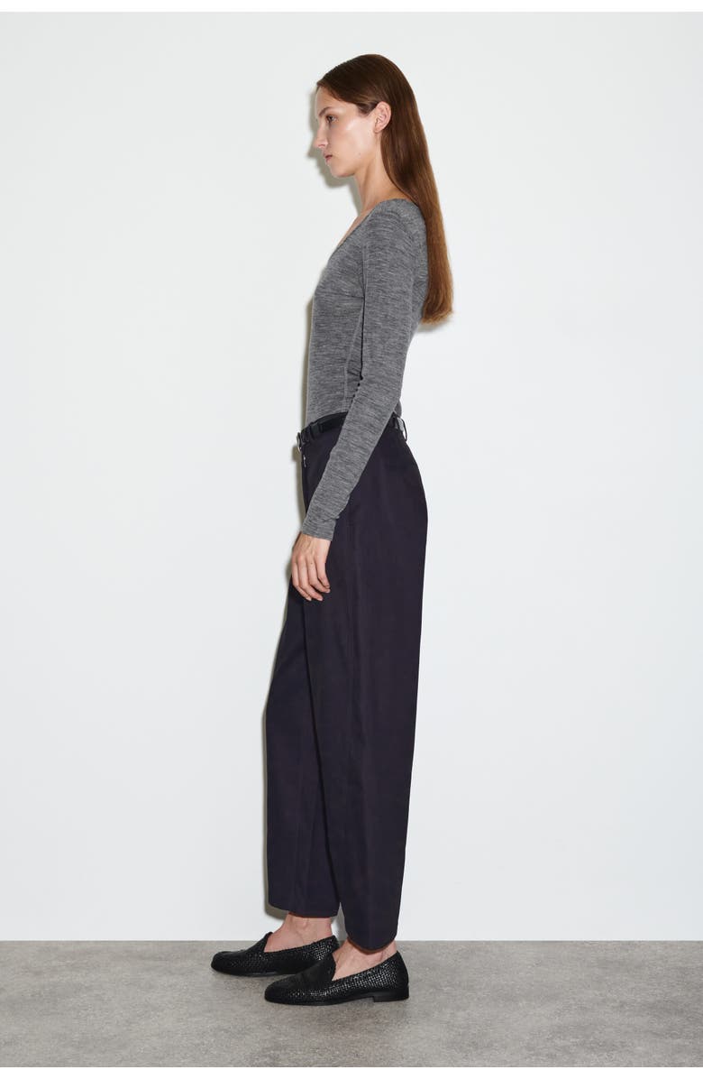 COS Barrel-Leg Cotton Chinos, Alternate, color, Navy