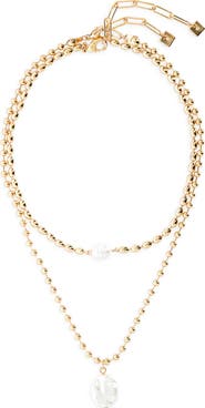 Open Edit Set of 2 Cultured Pearl Ball Chain Necklaces