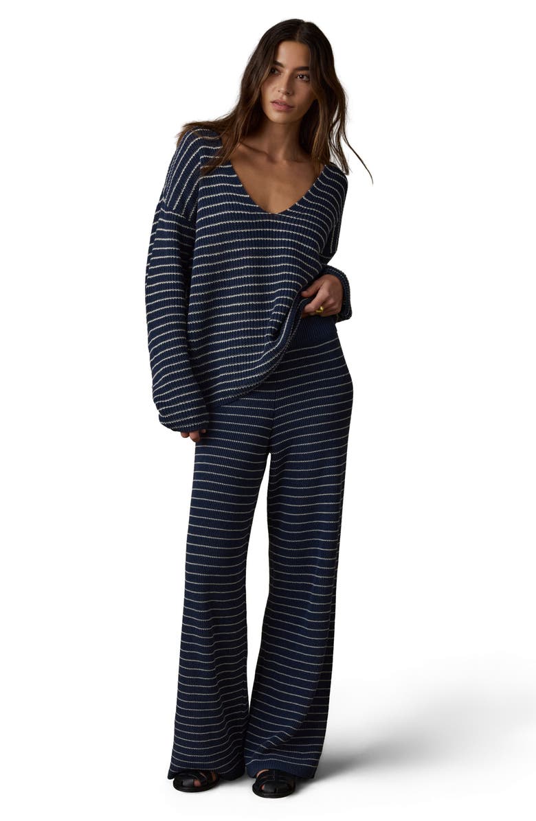 Faherty Miramar Linen Blend Sweater Pants, Alternate, color, Navy Stripe