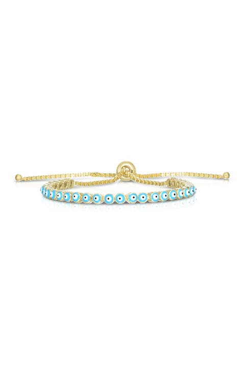 Gold Vermeil Evil Eye Box Chain Bracelet