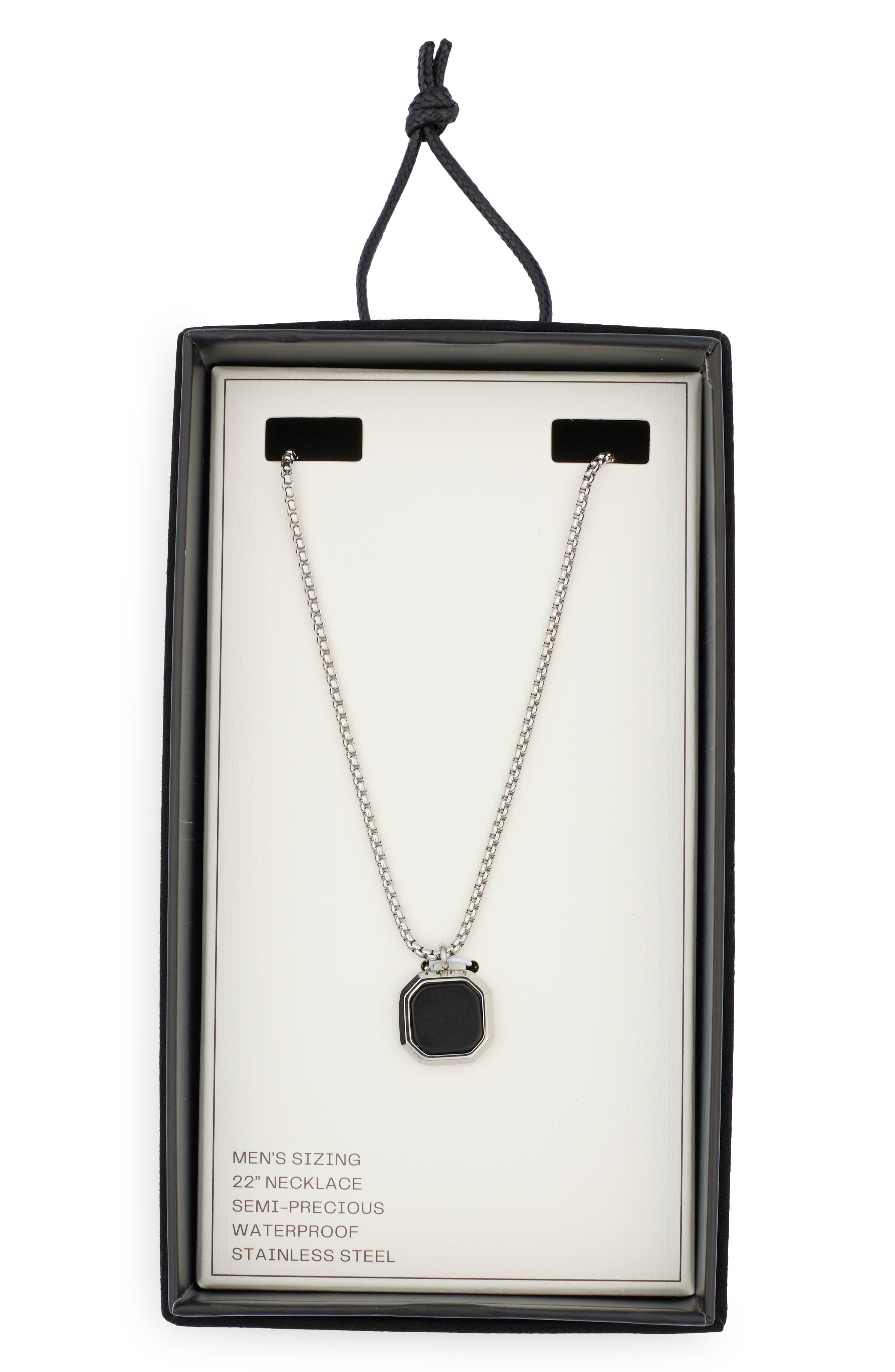 NORDSTROM RACK Men's Waterproof Semiprecious Stone Pendant Necklace