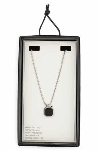 NORDSTROM RACK Men's Waterproof Semiprecious Stone Pendant Necklace