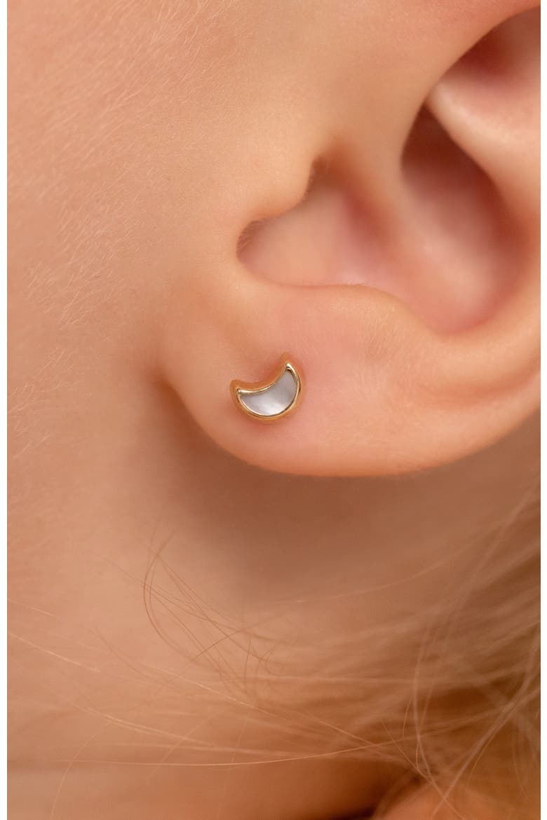 14k Mother of Pearl Shaped Earrings, Alternate, color, White