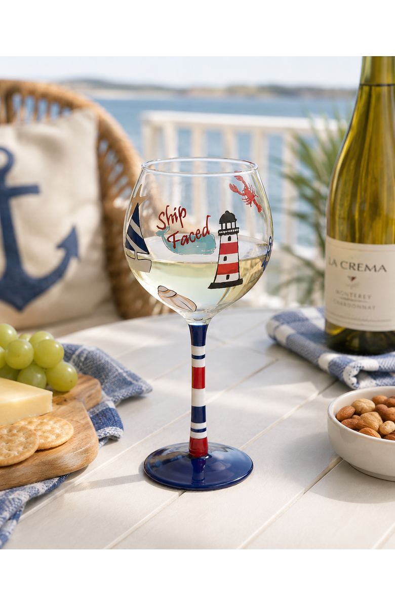 Beachcombers Lighthouse Harbor Drinking Glass 8.76", Alternate, color, Red