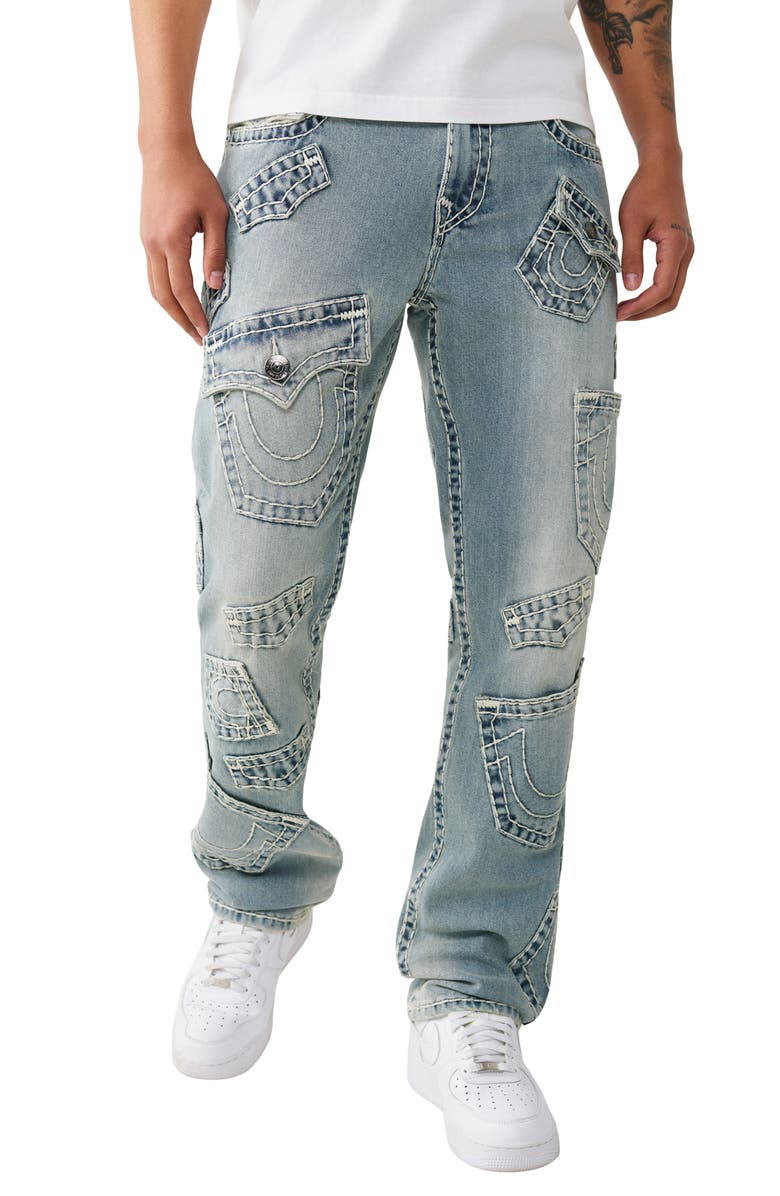 True Religion Ricky Super T Flap Straight Jeans, Main, color, Grendal Light Wash