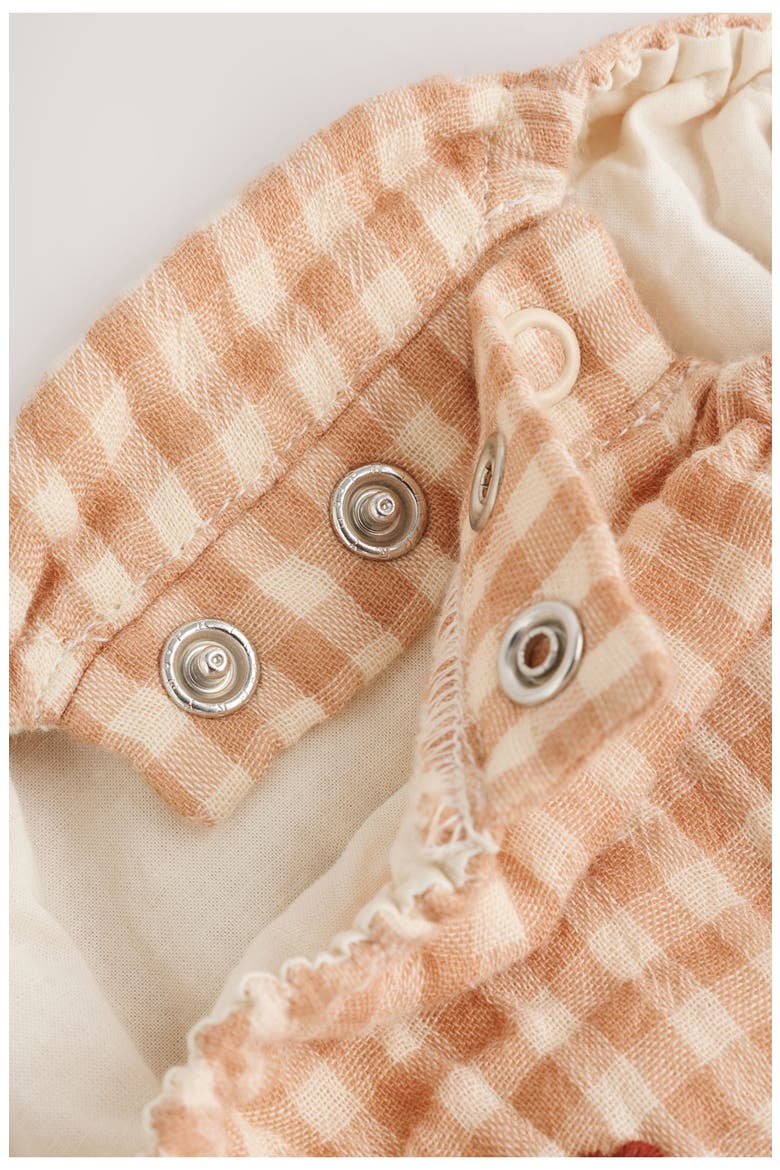 Kids' Gingham Embroidered Bubble Romper, Alternate, color, NEUTRAL